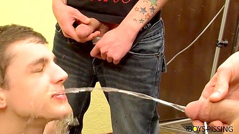BoyPissing: Tattooed Chris Porter Gets Pounded By Lusty Three Hung Tops