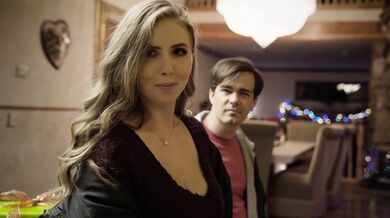 Hot stepmom squirts over stepsons cock during Christmas