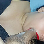 So Much Spit From Her Extreme Blowjob, That She Has Fun With It All