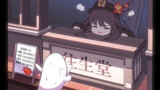 Hu Tao and 3 Customer  -hentai anime