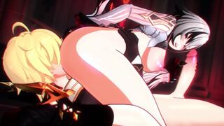 3D Genshin Impact Arlecchino Having Fun Creampie