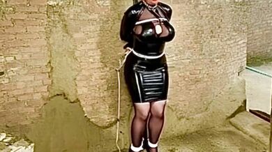 Cathy Slut Granny Widow BallGagged Bound Bondage Wearing Shiny PVC Fetish Porn