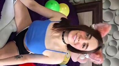 Amateur Teen with Huge Dildo Masturbating on Webcam