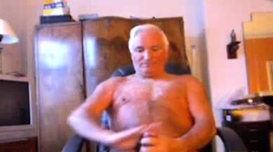 Mature Silver-Haired Man Masturbating Solo