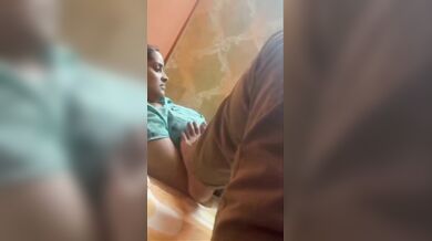 Indian son pressing his mom boob’s with leg