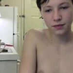 Skinny redhead with tiny tits and a hairy pussy dances on w